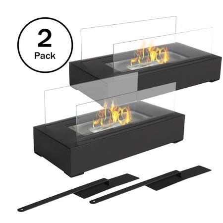 

Northwest 2-Pack Rectangular Indoor or Outdoor Ventless Bio Ethanol Tabletop Fireplace Black