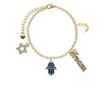 thumbnail image 2 of Delight Jewelry Silvertone Blue Hamsa Hand with Star of David Goldtone Dream Big Charm Bracelet, 7.5+2" Extender, 2 of 4