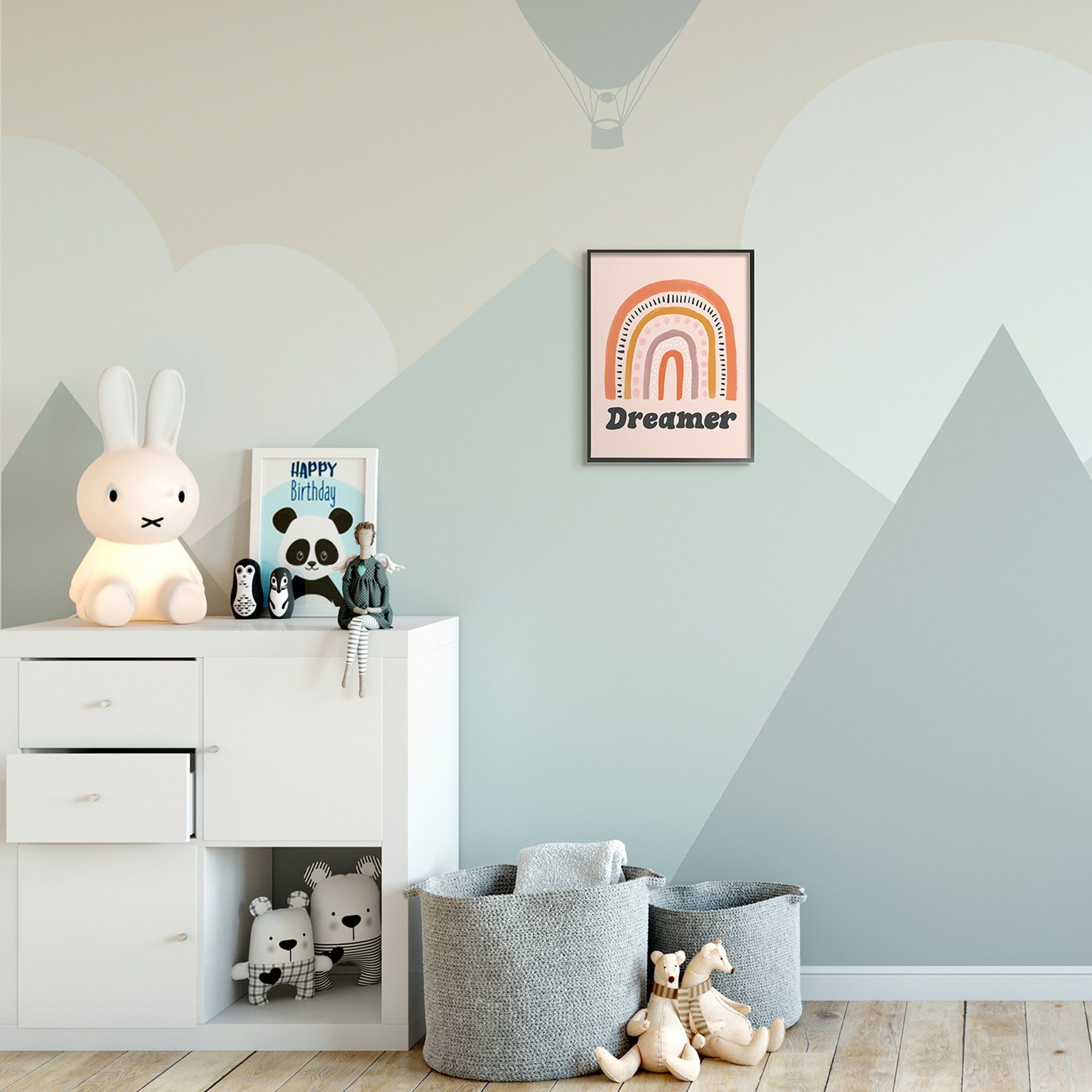 Dreamer Sentiment Whimsical Orange Pink Rainbow 11 in x 14 in Framed Painting Art Print, by Stupell Home Décor