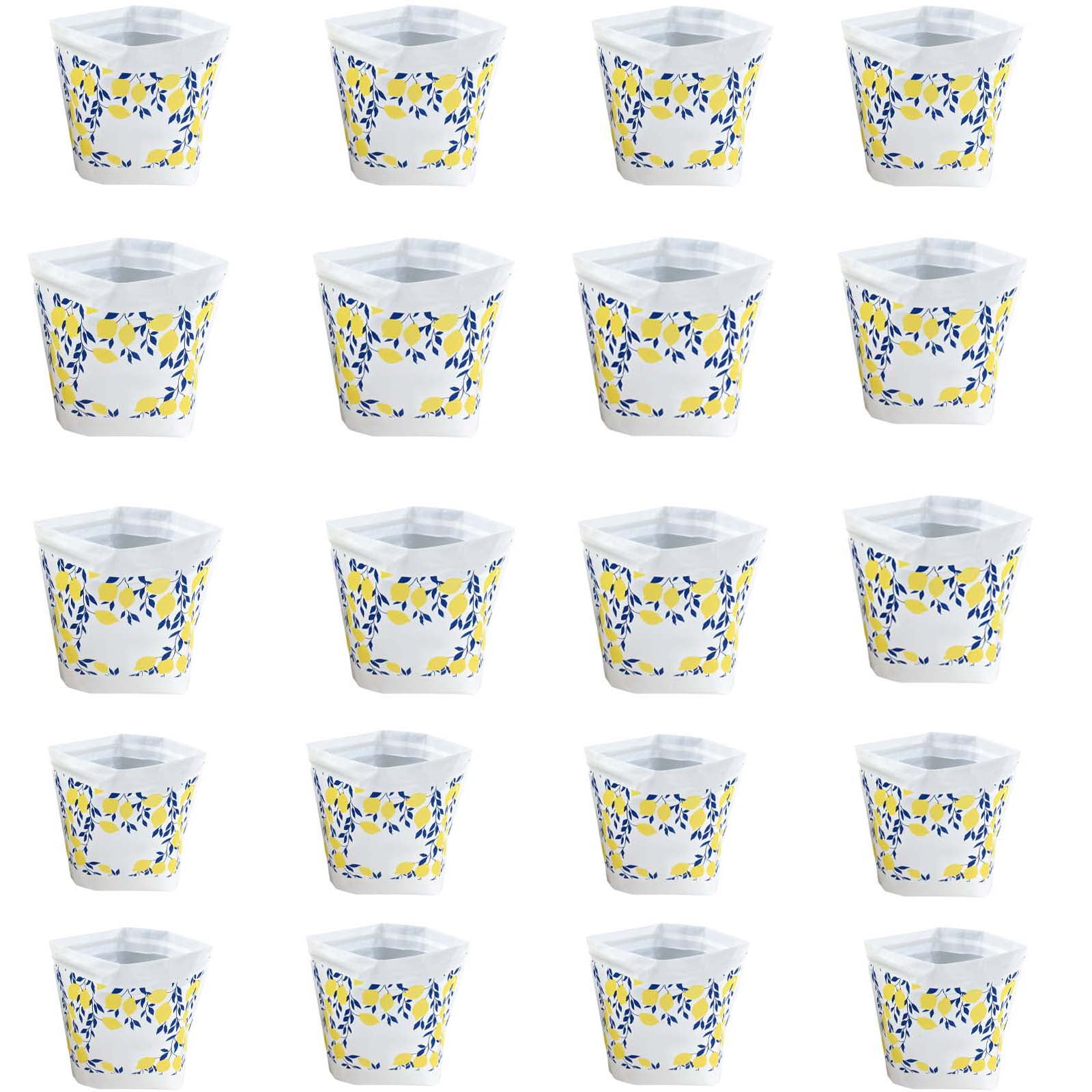 Citrus Pattern Peel-and-Stick Trash Bags Small Universal Size Stand-Up Opening Disposable 20 Pack for Car Desk and Small Spaces