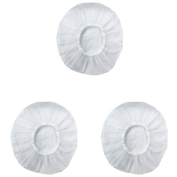 3Pcs Household Waterproof Shower Cap, Swimming Cap, Hotel Elastic Shower Cap Hair Set (White)