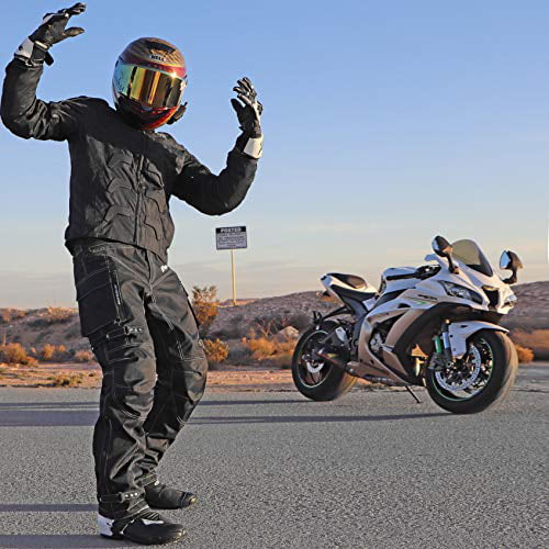 All Season Motorcycle Pants Men Motocross Offroad Overpants Touring Adventure Dual Enduro Waterproof CE Armor Green, Waist 30-32 Inseam 30 