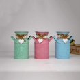 thumbnail image 4 of Milk Can Galvanized Chic Rustic Metal with Rope Round Iron Flowers Jug Vintage Bucket Vase(Pink), 4 of 5
