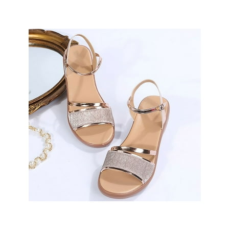 

Ritualay Women Summer Sandal Ankle Strap Platform Sandals Peep Toe Casual Shoes Non-Slip Comfort Heeled Shoe Outdoor Daily Beach Gold 5.5