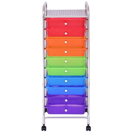 Goplus Stylish 10 Drawers Rolling Scrapbook Paper Organizer Storage Cart