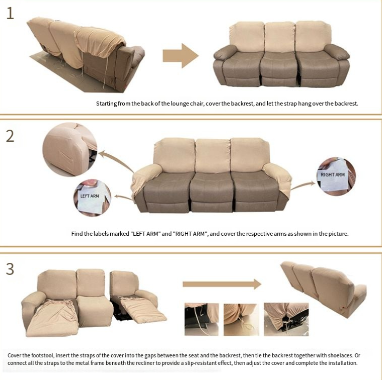 Joqmia Stretch Recliner Slipcover, Jacquard Fabric Recliner Sofa Cover with Elastic Bottom, Furniture Protector Fits Most Reclining