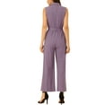 thumbnail image 3 of INSPIRE CHIC Women's Ankle Tie Waist Workwear Button Front Sleeveless Jumpsuit M Purple, 3 of 6