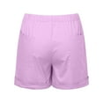 thumbnail image 2 of Shorts for Women Plus Size Casual Summer Beach Drawstring With Pockets Loose Cute Vacation Trendy Cargo Gym Bike Pull On Jogger Purple Short Pants Sizes 5XL, 2 of 7
