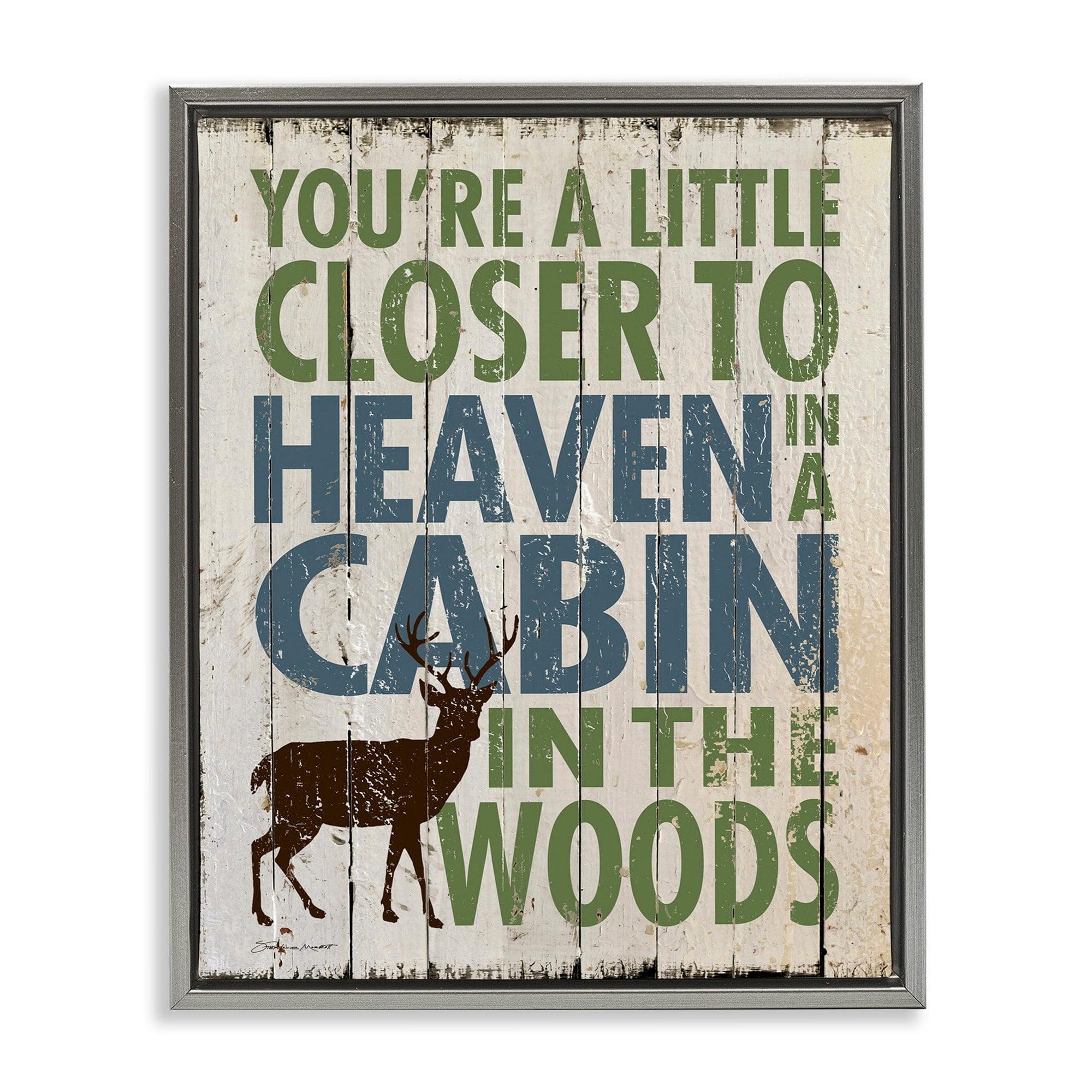 Stupell Industries Closer to Heavin in a Cabin Luster Gray Framed Floating Canvas Wall Art, 16x20, by Stephanie Workman Marrott