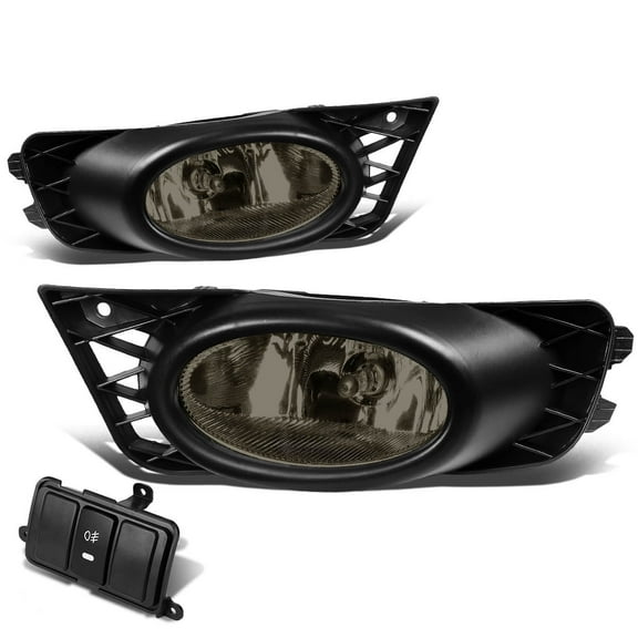 DNA Motoring For 09-11 Honda Civic Sedan JDM Smoked Lens Fog Light Lamps Pair w/Bezel Wiring Switch