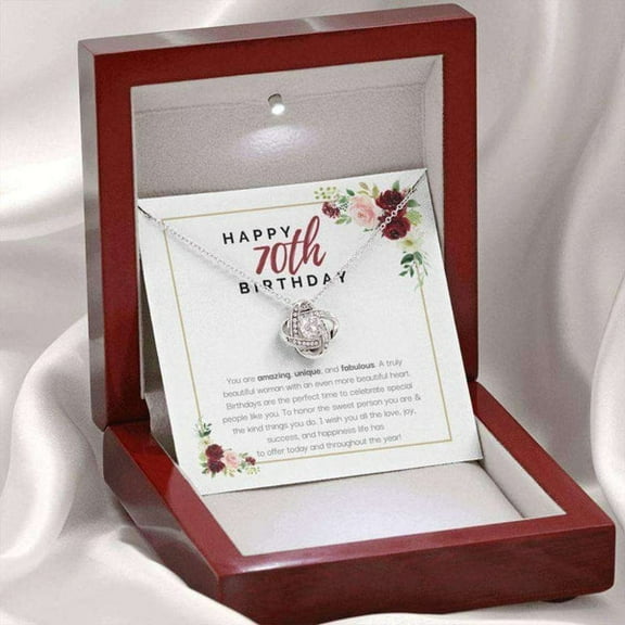 Mom Necklace, Grandmother Necklace 70Th Birthday Necklace Gift, Happy Birthday Meaningful Necklace For Her, Grandma Necklace – Meaningful Jewelry with Inspirational Message Card Luxury Box