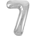 thumbnail image 2 of Unique Industries Foil Big Number 7 Shaped 34" Silver Solid Print Party Balloon, 2 of 4