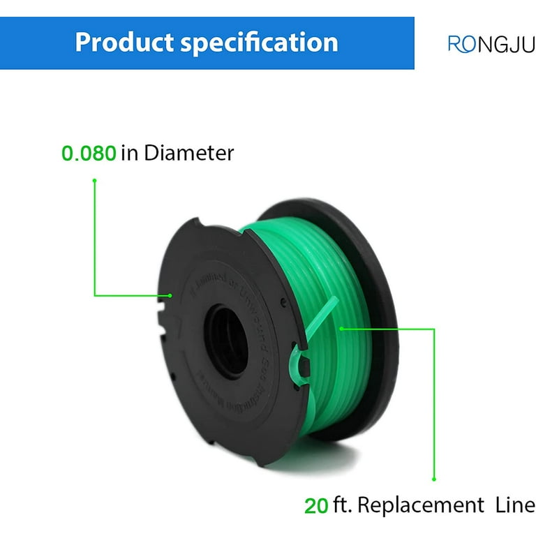 SF-080 GH3000 String Trimmer Spool Line Compatible with Black and Decker  SF-080-BKP 20ft 0.080 GH3000 LST540 GH3000R LST540B Weed Eater Auto Feed