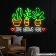thumbnail image 4 of Glowneon Love Grows Here Neon Sign, Plant Led Sign, Modern Green Plant Decor, Tropical Leaf Décor, 4 of 5