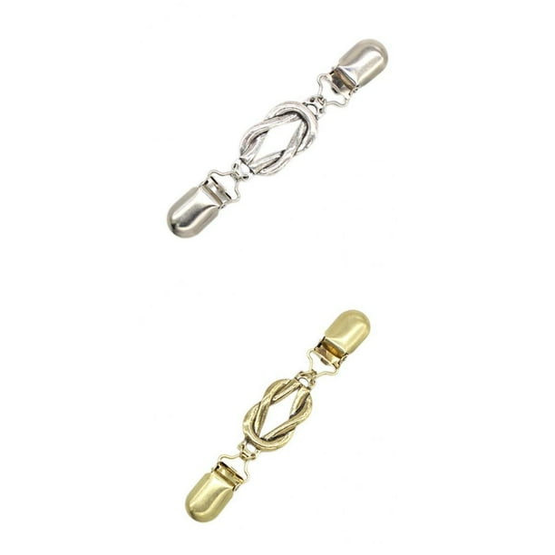 2Pcs Tie Up Sweater Clip and Scarf Clip Set Vintage Dress Clips