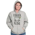 thumbnail image 3 of Cat Lady Forever Alone Funny Cynical Zip Hoodie Sweatshirt Women Brisco Brands S, 3 of 5