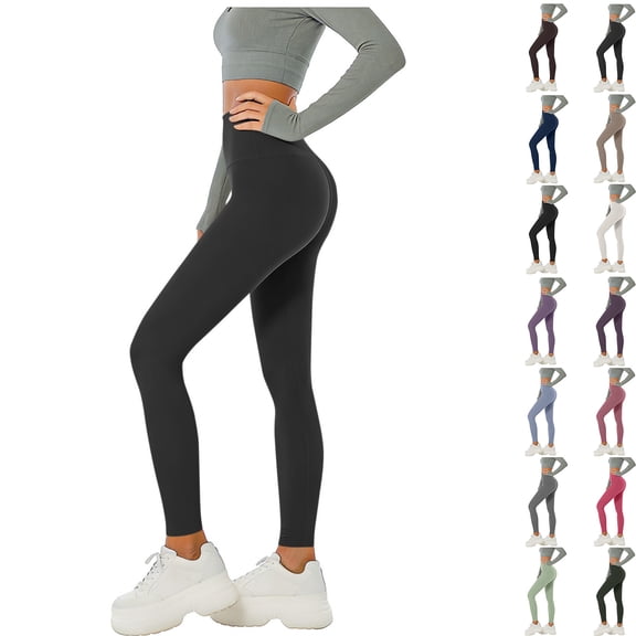 Yoga Pants for Womens Plus Size Workout Out Leggings Stretch Waist Button Pocket Yoga Gym Loose Pants Black Deal