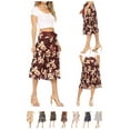 thumbnail image 6 of Women's Casual Floral A-line Printed High Waist Bow Tie Belted Knee Length Midi Skirt, 6 of 6