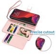 thumbnail image 3 of Wallet Card Case for iPhone 12 Pro Max PU Leather Wallet Case Cover [Stand Feature] with Wrist Strap and [6-Slots] ID&Credit Cards Pocket for iPhone 12 Pro Max 6.7 inch - Rose, 3 of 5