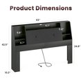 thumbnail image 4 of Someet 2 in 1 Queen Size Removable Upholstered Bookcase Headboard with 2 USB & 2 Type-C Port & Power Outlets & LED Light, Black, 4 of 11