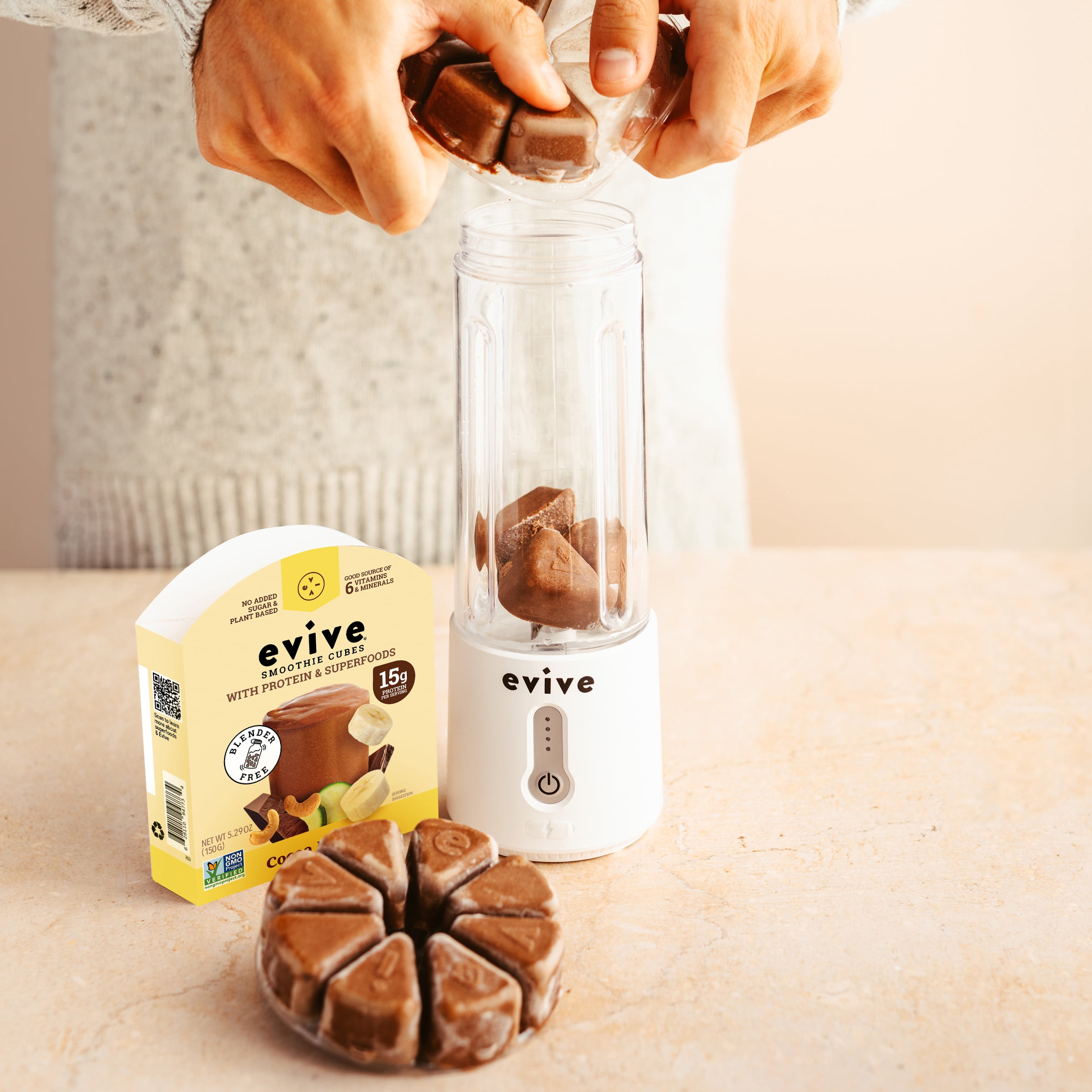 Evive Smoothie Cubes with Protein & Superfoods - Cocoa Banana 5.29OZ