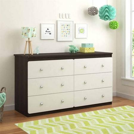 Cosco Willow Lake 6-Drawer Dresser, Coffee House Plank/White