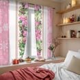 thumbnail image 4 of Pink Christmas Sheer Curtains 63 Inches Long, Poinsettia Botanical Snowflake Light Filtering Window Curtains for Living Room/Bedroom, Rod Pocket Voile Sheer Curtain Drapes, 52"W x 63"L, 2 Panels, 4 of 9