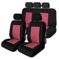 thumbnail image 3 of FH Group Universal Fit Burgundy Car Seat Covers, Diamond Stitched Flat Cloth Seat Protector for Trucks, SUVs & Vans, Washable - Full Set, 3 of 8