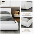 thumbnail image 5 of Sha Cerlin White King Platform Bed, Leather Bed Frame with Adjustable Headboard, Adults, 5 of 6