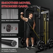 Mikolo Multi-Functional Squat Rack with LAT Pulldown System Exercise Power Cages, Metal Black
