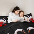 thumbnail image 5 of Manfei Chic Swan Queen Comforter Set 3 Pieces for Girls Women, 3D Rose Blossom Bedding Sets, Black Red White Bedding Comforter Set, Microfiber Bedroom Decor, 5 of 8