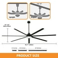 thumbnail image 6 of Craftian 96 Inch Black Industrial Ceiling Fan with Lights and Remote Control, Large Ceiling Fan with 6-Speed,7 Aluminum Blades, 6 of 9