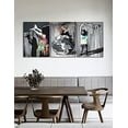 thumbnail image 2 of Hieng Large Living Room Canvas Wall Art 3 Panels Graffiti Black Woman Portrait Poster Abstract Street Pop Artwork for Bedroom Bathroom Wall Decor, 2 of 5