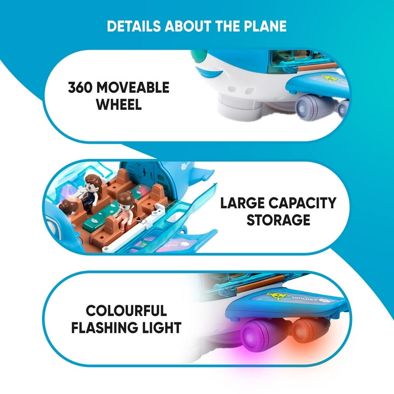 Toysery Airplane Toys for Kids, Bump and Go Action, Toddler Toy Plane  Flashing Lights and Sounds for Boys & Girls 3-12 Years Old