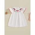 thumbnail image 4 of BemeyourBBs Kids Toddler Baby Girls 4th of July Dress Outfit Patriot Fourth of July Independence Day Clothes Flag Embroidery Dot Plaid Print Short Sleeve Dress Toddler Girl Summer Outfit, 4 of 9