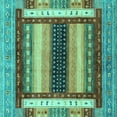 thumbnail image 1 of Ahgly Company Machine Washable Indoor Square Abstract Turquoise Blue Modern Area Rugs, 8' Square, 1 of 4