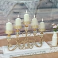 thumbnail image 6 of Efavormart 18” Tall 5 Arm Gold Metal Candelabra Centerpiece Crown Top Table Standing Hurricane Candle Holders With Glass Tube, 6 of 11