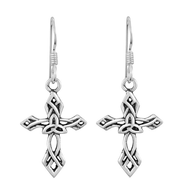 AeraVida Hermosos Aretes Colgantes de Plata de Ley con Cruz de Nudo de Trinidad