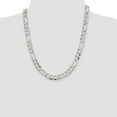 thumbnail image 5 of Solid 925 Sterling Silver Men's 9.5mm Flat Figaro Chain Necklace - with Secure Lobster Lock Clasp 22", 5 of 6