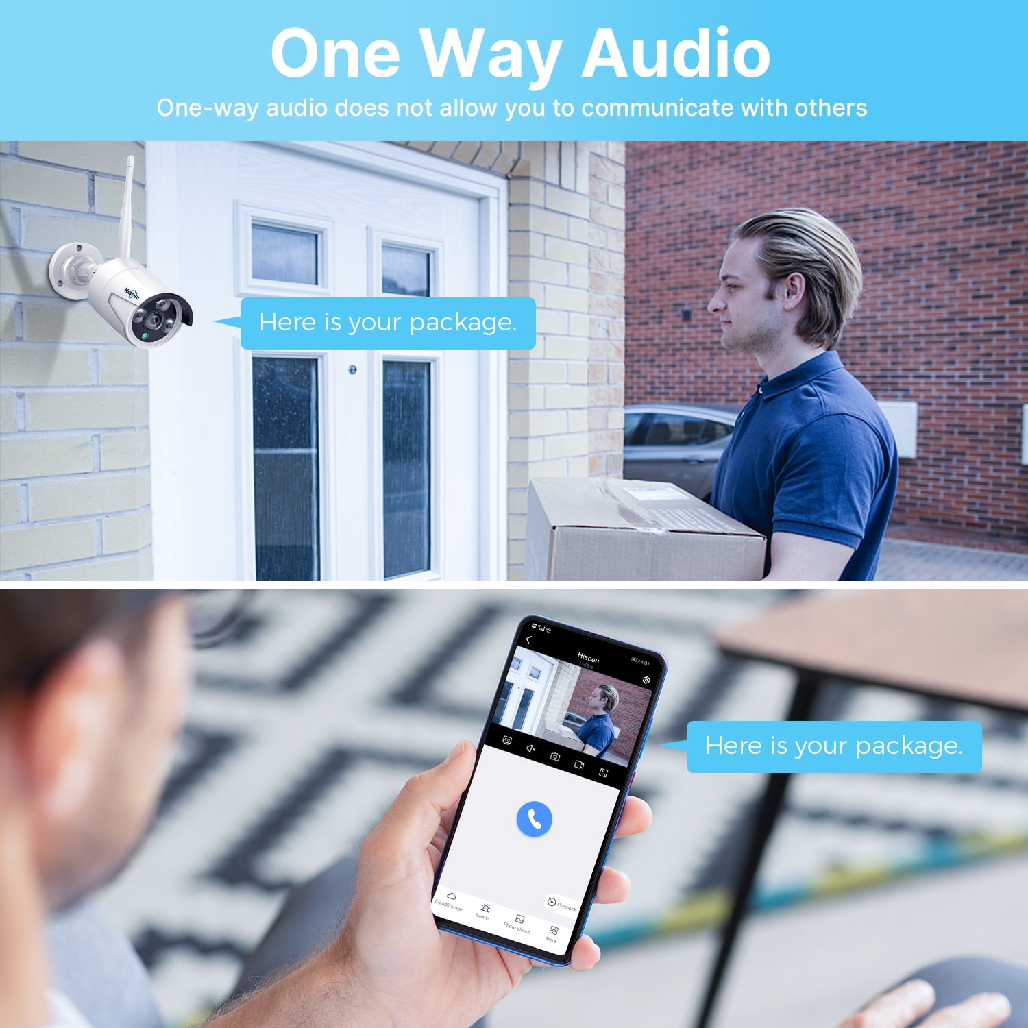 Hiseeu Add-On 5MP Wireless Wifi Security Camera One Audio Recording,65ft IR Night Vision