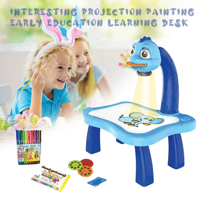 EGNMCR Bureau Projecteur Intelligent pour Enfant avec & Machine de Dessin d'Apprentissage Musical Jouet 5 ml Cadeau pour Garçons et Filles