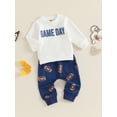 thumbnail image 4 of Baby Toddler Boys Autumn 2PCS Outfit Sets 0 6 12 18 24 Months 2T 3T Long Sleeve Letter Print Sweatashirt Tops Rugby Print Pants Clothing Set, 4 of 9
