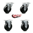 thumbnail image 2 of 4 Inch Soft Rubber Wheel Swivel Top Plate Caster Set with 2 Rigid Service Caster, 2 of 2