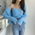 thumbnail image 2 of Two-piece Korean Women's Winter Jacket Cardigan Autumn Camisole Knitted Vest With Long Sleeve Cardigan Women Sweater Suits, 2 of 6