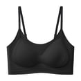 thumbnail image 5 of Women Solid Pullover Wireless Bra, Adjustable Thin Straps Breathable Seamless Light Push Up Comfort Lounge Daily Bralette Black M(M), 5 of 7