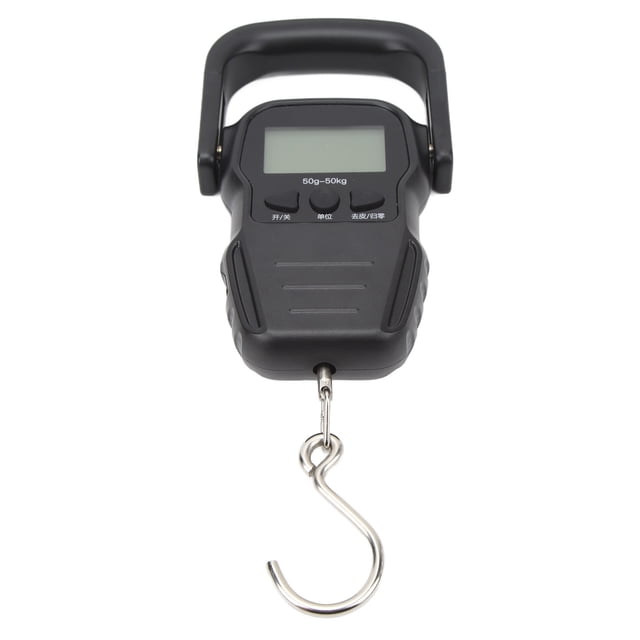 Portable Spring Scale, ABS Steel Built in Tape 50kg Battery Powered Digital Hanging Luggage Scale for Fishing