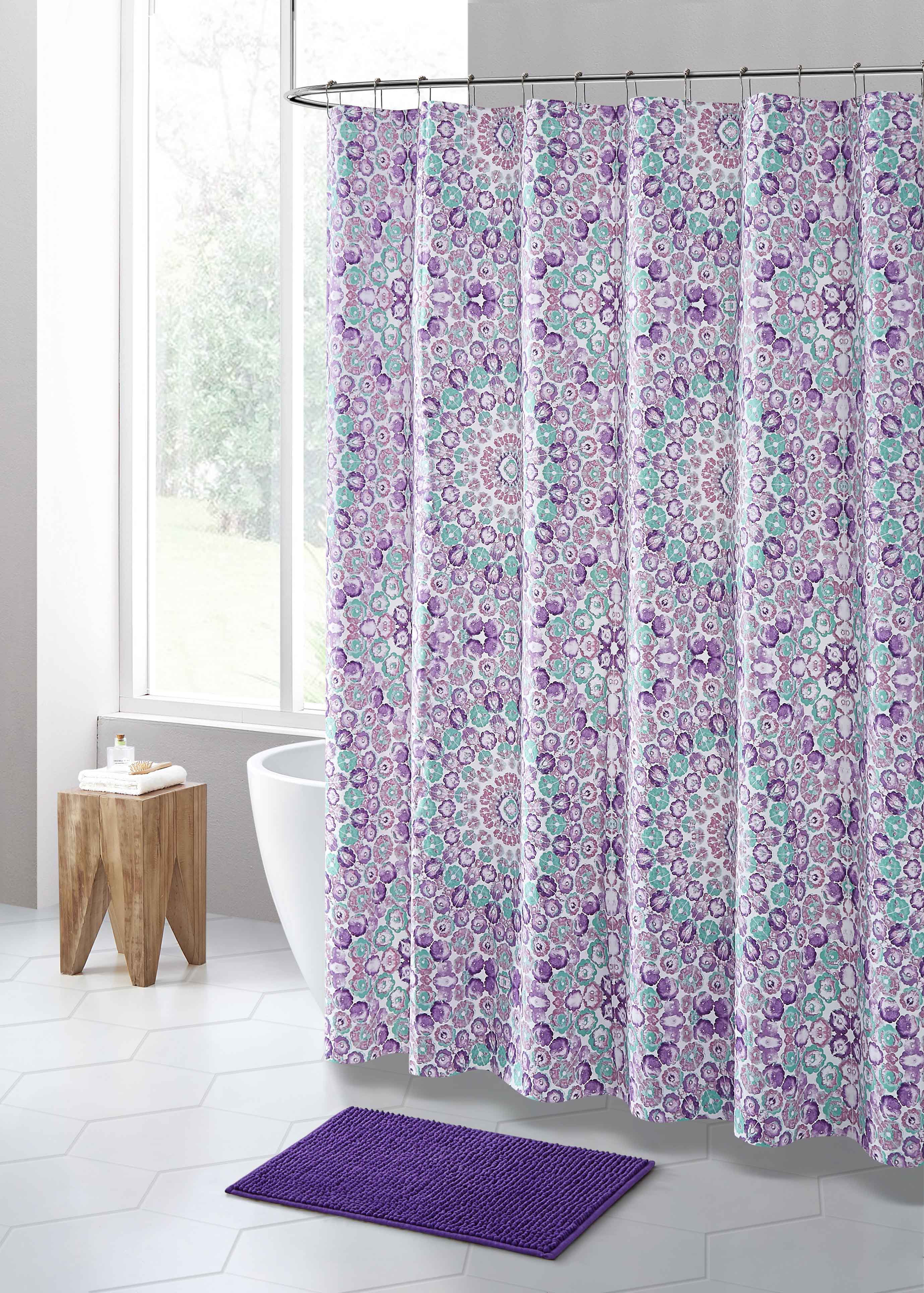 Purple and Seafoam Kaleidoscope Floral Design PEVA Shower