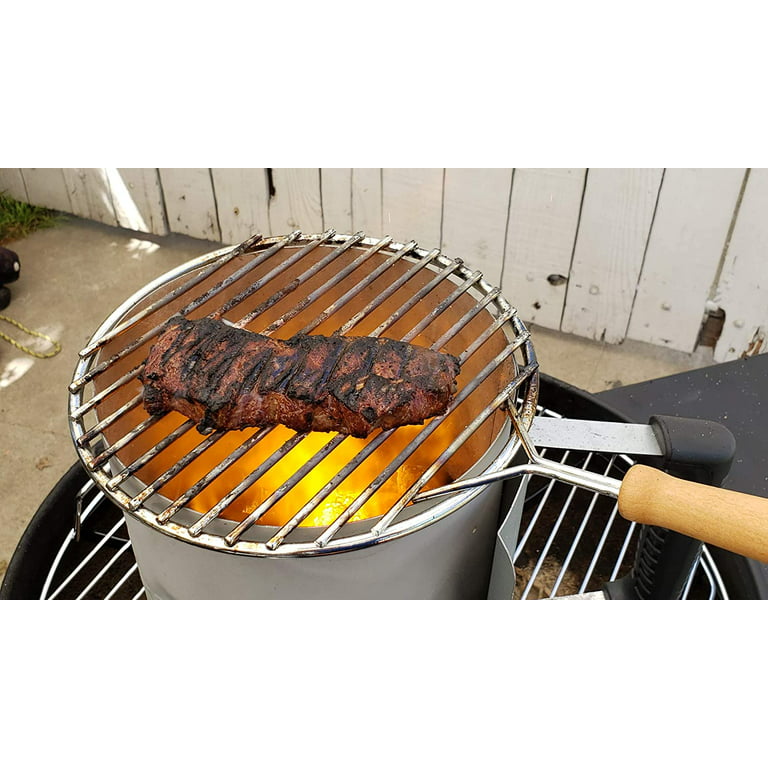 BBQ Dragon Ultimate Grill Accessories Set - Large Charcoal Chimney Starter  Bundle with 9” Round Wooden Handle Grill Grate - Heavy Duty & Durable BBQ