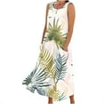 thumbnail image 2 of LSLJS Robe Longue Sans Manches en Coton et Lin à Col Rond Imprimée avec Poche, Robe d'Été de Plage, 2 of 5