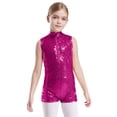 thumbnail image 2 of dPois Combinaison Sans Manches à Sequins Patchwork pour Filles, Rose Vif 14, 2 of 4